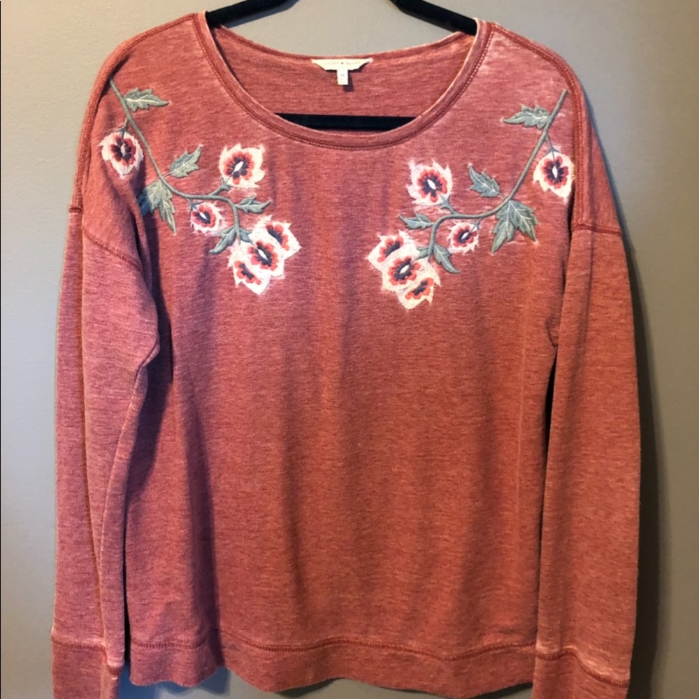 Embroidered Crew-Neck Sweatshirt Rumba Red